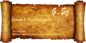 Gaebl Szilviusz névjegykártya